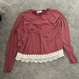 Pink Lace Pattern Detail Sweater